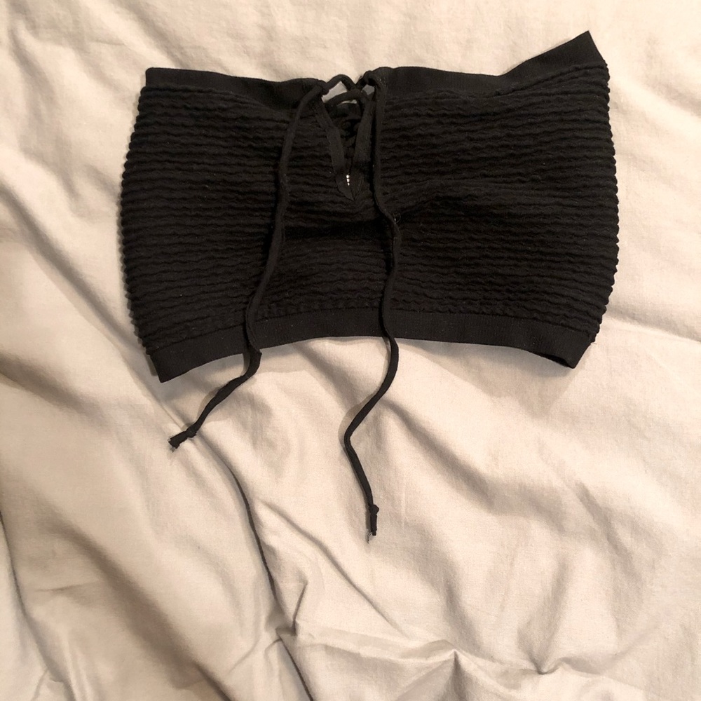 Black Lace-up Bandeau - Size S